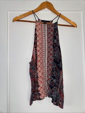 FOREVER 21 Red and Navy Paisley Halter Cami Sz MEDIUM boho western indie